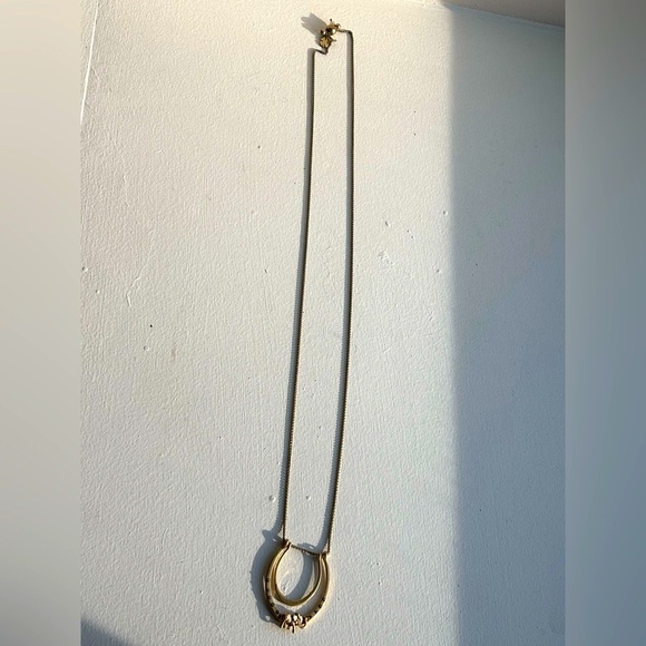 Lucky Brand Gold Tone Double Horseshoe Elephant Necklace - Picture 3 of 4